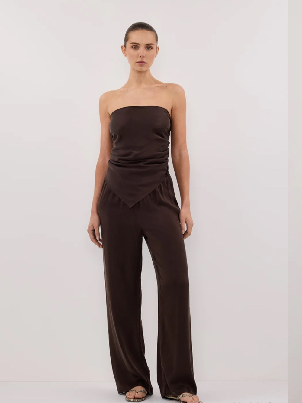 DISSH - Percy Bitter Choc Silk Scarf Top
